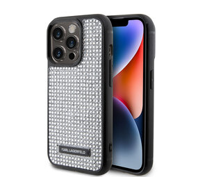 Karl Lagerfeld Karl Lagerfeld iPhone 15 Pro Back cover case - Rhinestone with Logo Metal Plate Case - Black Karl Lagerfeld Karl Lagerfeld iPhone 15 Pro Back cover case - Rhinestone with Logo Metal Plate Case - Black