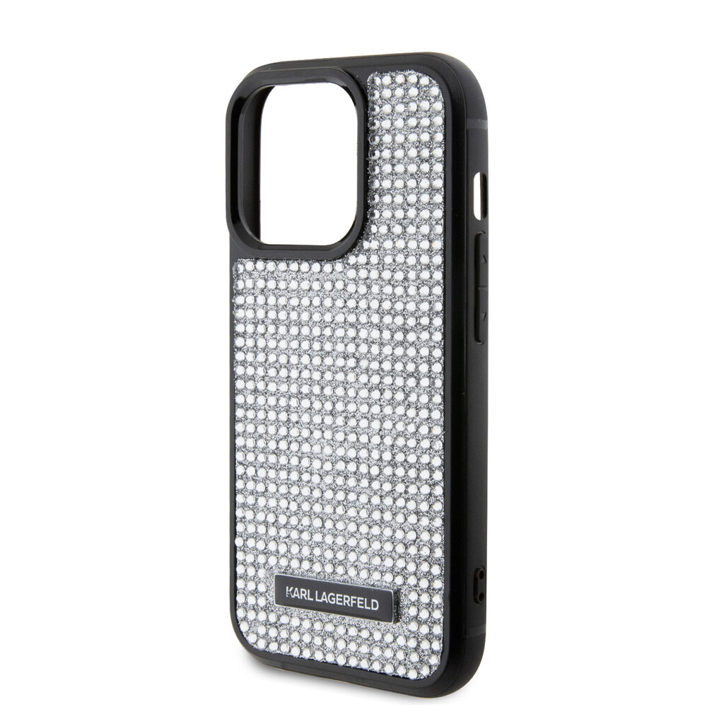 Karl Lagerfeld Karl Lagerfeld iPhone 15 Pro Backcover hoesje - Rhinestone with Logo Metal Plate Case - Zwart Karl Lagerfeld Karl Lagerfeld iPhone 15 Pro Backcover hoesje - Rhinestone with Logo Metal Plate Case - Zwart