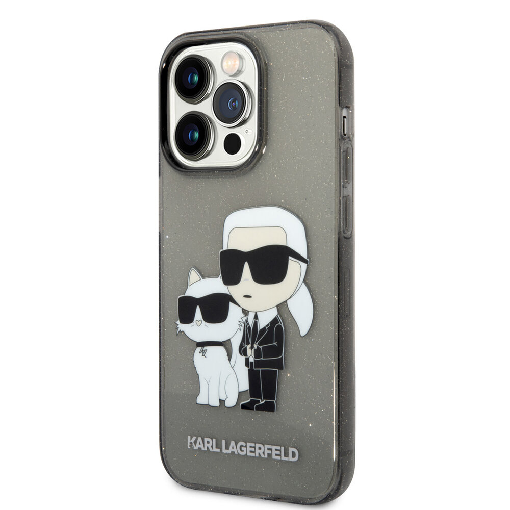 Karl Lagerfeld Karl Lagerfeld iPhone 15 Pro Back cover case - IML Glitter NFT Karl & Choupette Hard Case - Black