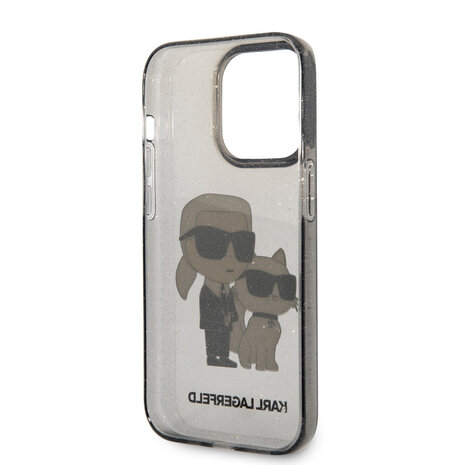 Karl Lagerfeld Karl Lagerfeld iPhone 15 Pro Back cover case - IML Glitter NFT Karl & Choupette Hard Case - Black
