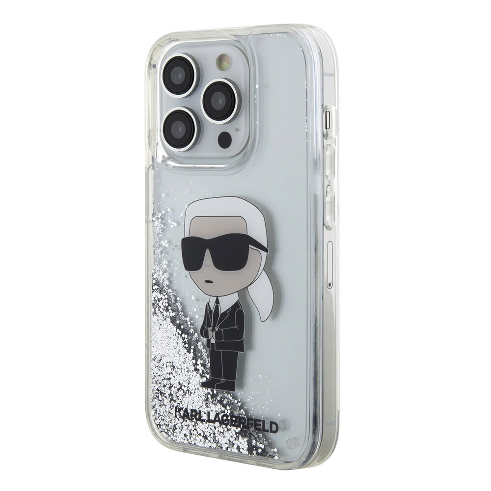 Karl Lagerfeld Karl Lagerfeld iPhone 15 Pro Back cover case - Liquid Glitter - Transparent