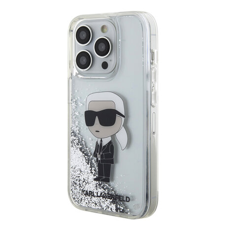 Karl Lagerfeld Karl Lagerfeld iPhone 15 Pro Back cover case - Liquid Glitter - Transparent