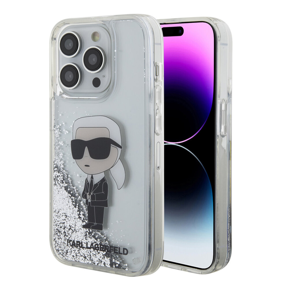 Karl Lagerfeld Karl Lagerfeld iPhone 15 Pro Backcover hoesje - Liquid Glitter - Transparant Karl Lagerfeld Karl Lagerfeld iPhone 15 Pro Backcover hoesje - Liquid Glitter - Transparant