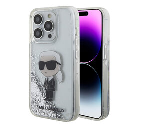 Karl Lagerfeld Karl Lagerfeld iPhone 15 Pro Backcover hoesje - Liquid Glitter - Transparant
