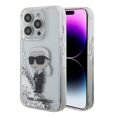 Karl Lagerfeld Karl Lagerfeld iPhone 15 Pro Back cover case - Liquid Glitter - Transparent