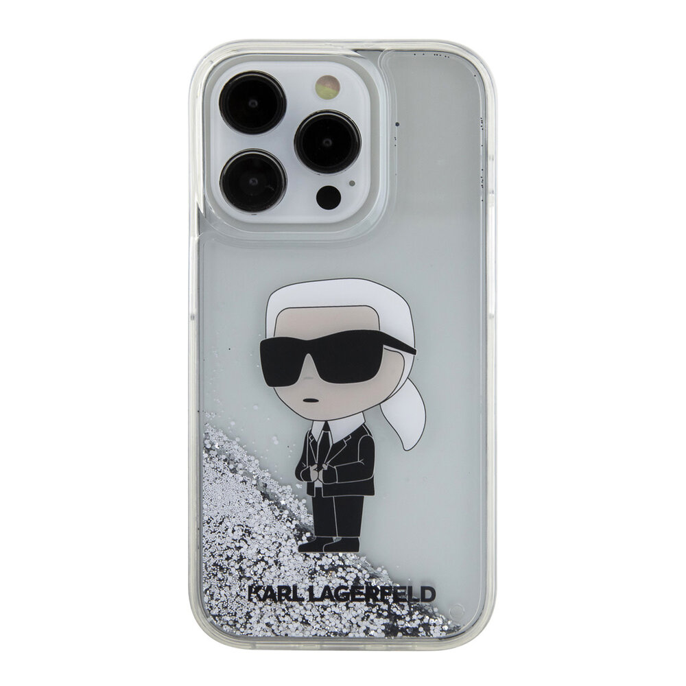 Karl Lagerfeld Karl Lagerfeld iPhone 15 Pro Back cover case - Liquid Glitter - Transparent