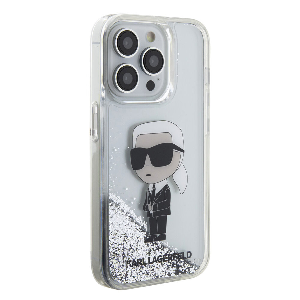 Karl Lagerfeld Karl Lagerfeld iPhone 15 Pro Backcover hoesje - Liquid Glitter - Transparant Karl Lagerfeld Karl Lagerfeld iPhone 15 Pro Backcover hoesje - Liquid Glitter - Transparant