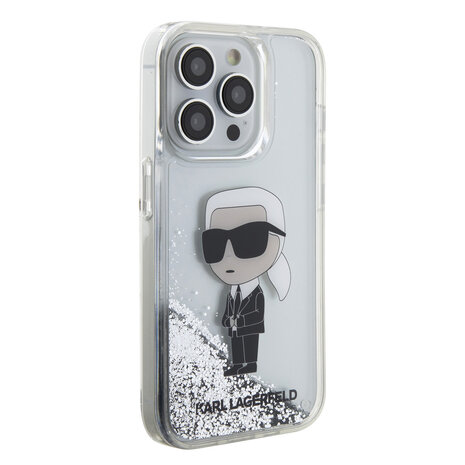 Karl Lagerfeld Karl Lagerfeld iPhone 15 Pro Back cover case - Liquid Glitter - Transparent