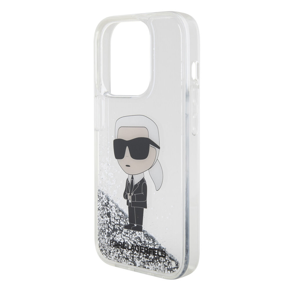 Karl Lagerfeld Karl Lagerfeld iPhone 15 Pro Back cover case - Liquid Glitter - Transparent
