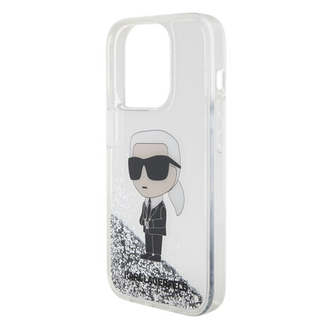 Karl Lagerfeld Karl Lagerfeld iPhone 15 Pro Back cover case - Liquid Glitter - Transparent