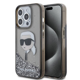 Karl Lagerfeld Karl Lagerfeld iPhone 15 Pro Back cover case - Liquid Glitter Case with NFT Karl Head - Black