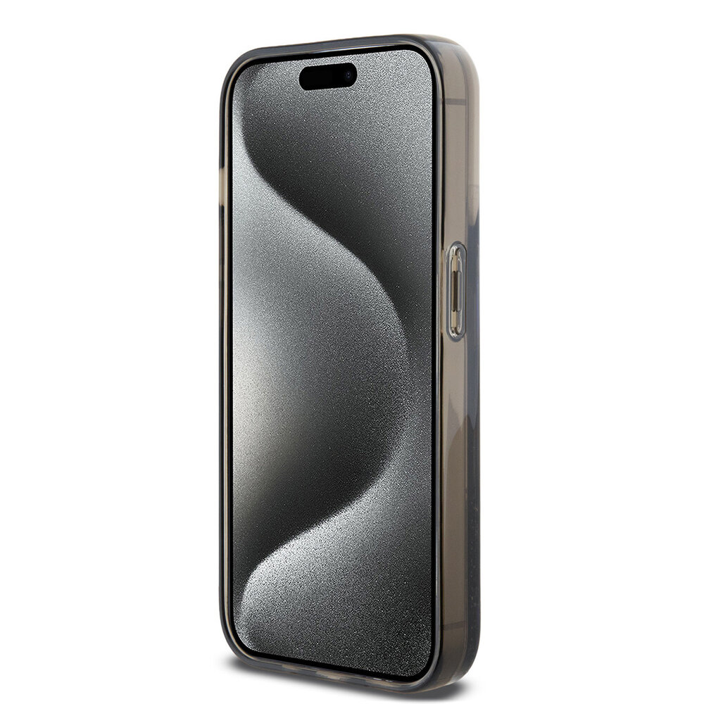 Karl Lagerfeld Karl Lagerfeld iPhone 15 Pro Back cover case - Liquid Glitter Case with NFT Karl Head - Black