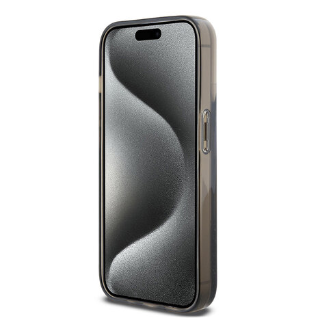 Karl Lagerfeld Karl Lagerfeld iPhone 15 Pro Back cover case - Liquid Glitter Case with NFT Karl Head - Black