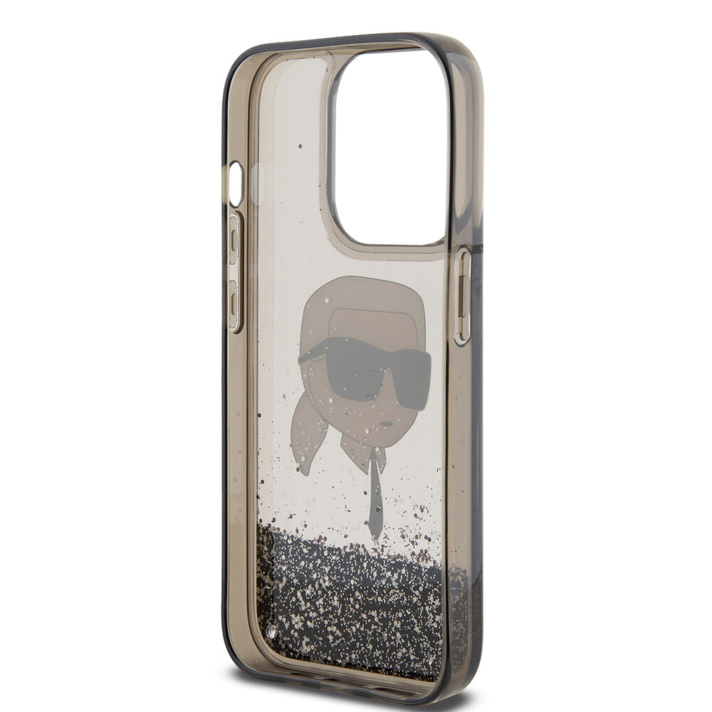Karl Lagerfeld Karl Lagerfeld iPhone 15 Pro Backcover hoesje - Liquid Glitter Case with NFT Karl Head - Zwart Karl Lagerfeld Karl Lagerfeld iPhone 15 Pro Backcover hoesje - Liquid Glitter Case with NFT Karl Head - Zwart