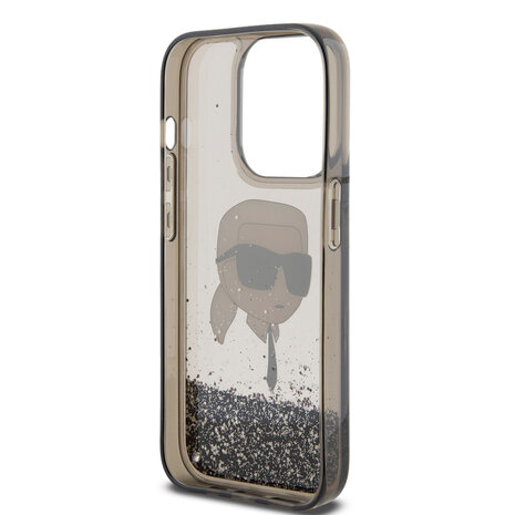 Karl Lagerfeld Karl Lagerfeld iPhone 15 Pro Backcover hoesje - Liquid Glitter Case with NFT Karl Head - Zwart Karl Lagerfeld Karl Lagerfeld iPhone 15 Pro Backcover hoesje - Liquid Glitter Case with NFT Karl Head - Zwart
