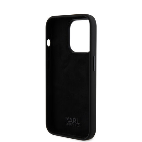 Karl Lagerfeld Karl Lagerfeld iPhone 15 Pro Back cover case - Silicone Karl And Choupette Head - Black