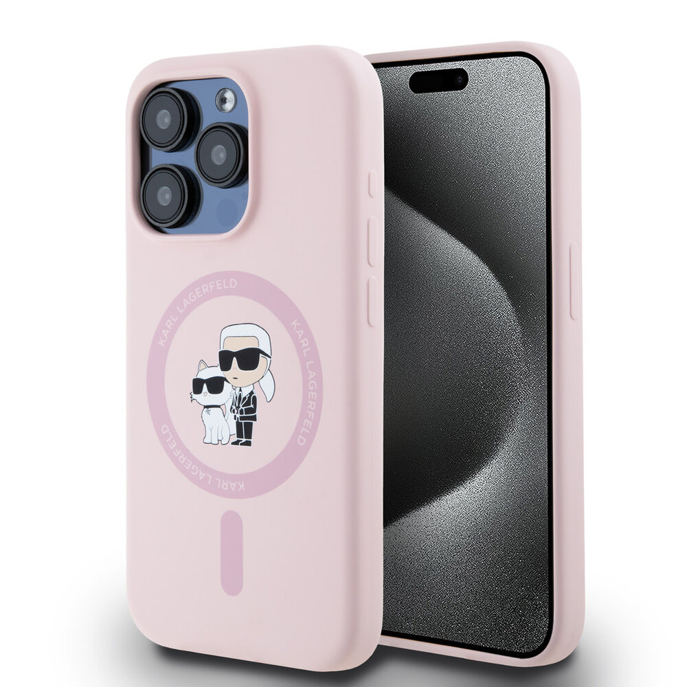 Karl Lagerfeld Karl Lagerfeld iPhone 15 Pro Backcover hoesje - Liquid Silicone Magsafe - Roze Karl Lagerfeld Karl Lagerfeld iPhone 15 Pro Backcover hoesje - Liquid Silicone Magsafe - Roze