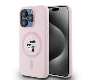 Karl Lagerfeld Karl Lagerfeld iPhone 15 Pro Backcover hoesje - Liquid Silicone Magsafe - Roze Karl Lagerfeld Karl Lagerfeld iPhone 15 Pro Backcover hoesje - Liquid Silicone Magsafe - Roze