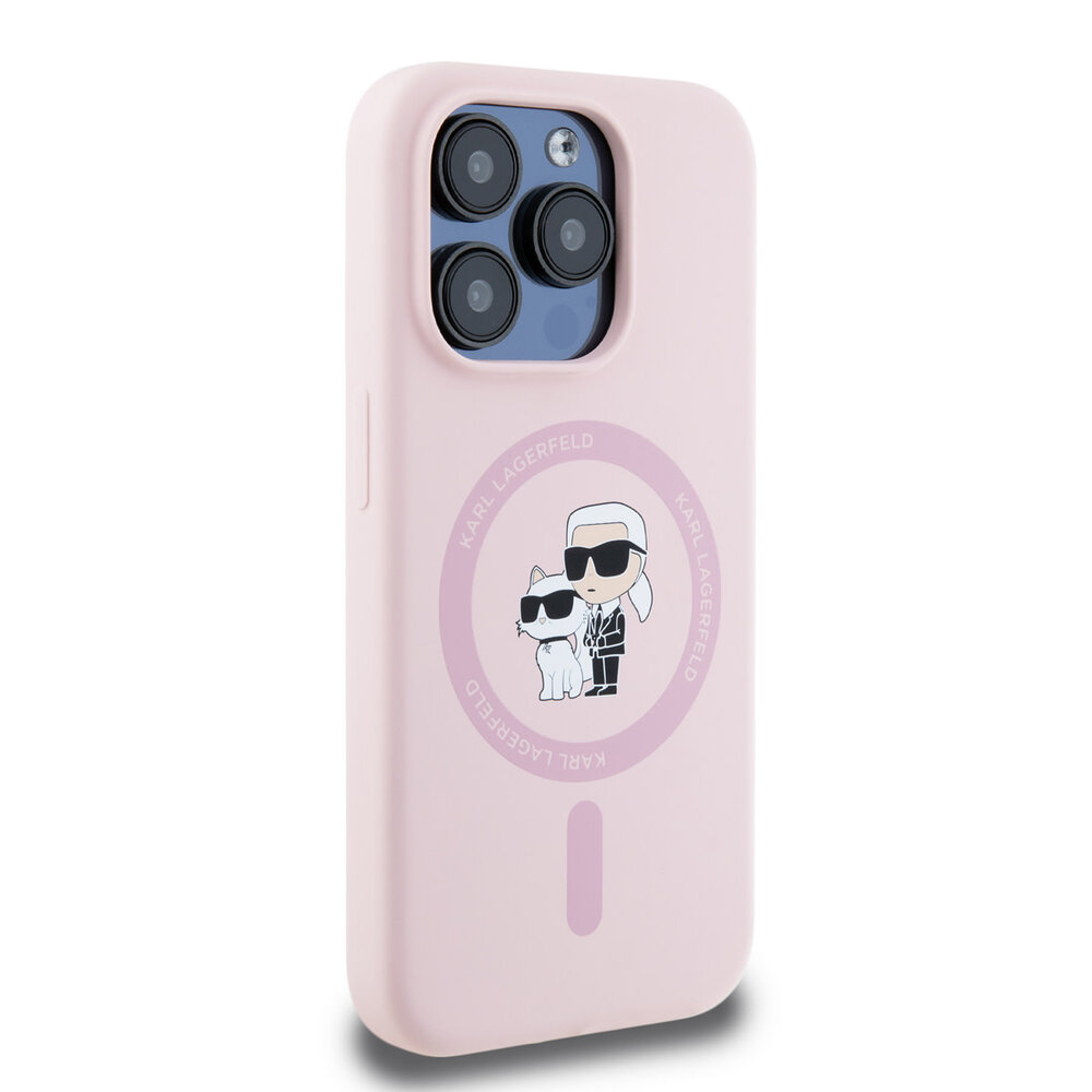 Karl Lagerfeld Karl Lagerfeld iPhone 15 Pro Backcover hoesje - Liquid Silicone Magsafe - Roze Karl Lagerfeld Karl Lagerfeld iPhone 15 Pro Backcover hoesje - Liquid Silicone Magsafe - Roze