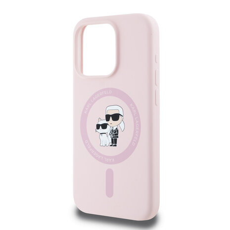 Karl Lagerfeld Karl Lagerfeld iPhone 15 Pro Backcover hoesje - Liquid Silicone Magsafe - Roze Karl Lagerfeld Karl Lagerfeld iPhone 15 Pro Backcover hoesje - Liquid Silicone Magsafe - Roze