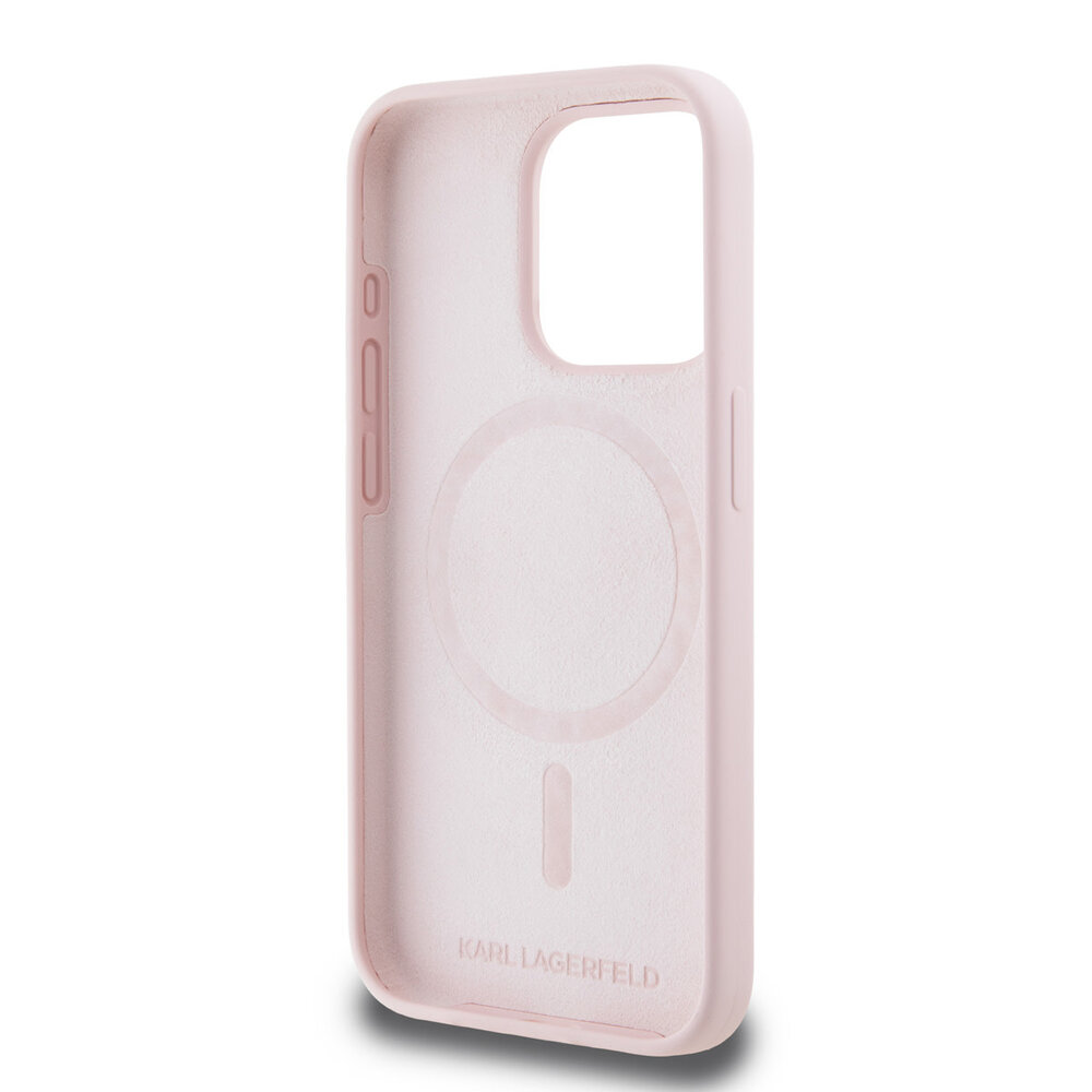 Karl Lagerfeld Karl Lagerfeld iPhone 15 Pro Backcover hoesje - Liquid Silicone Magsafe - Roze Karl Lagerfeld Karl Lagerfeld iPhone 15 Pro Backcover hoesje - Liquid Silicone Magsafe - Roze