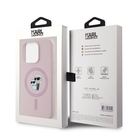 Karl Lagerfeld Karl Lagerfeld iPhone 15 Pro Backcover hoesje - Liquid Silicone Magsafe - Roze Karl Lagerfeld Karl Lagerfeld iPhone 15 Pro Backcover hoesje - Liquid Silicone Magsafe - Roze