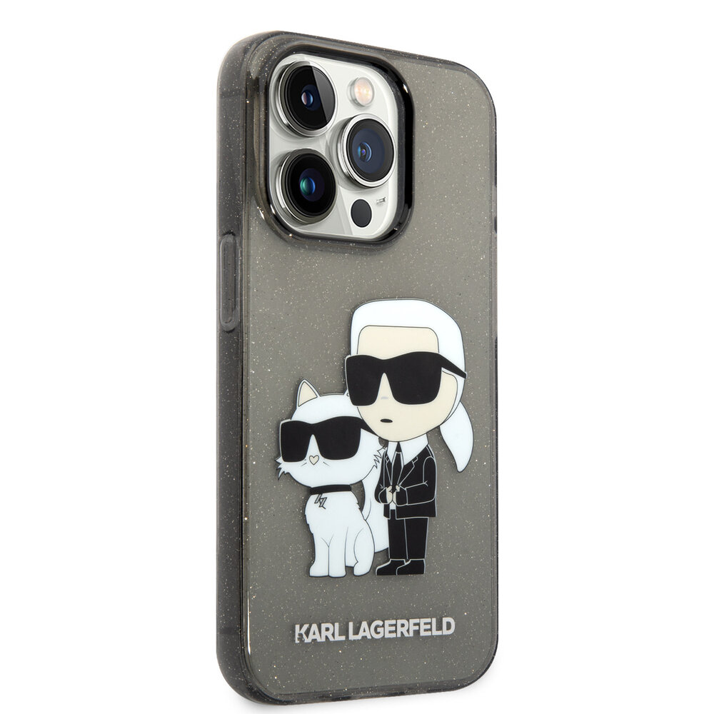 Karl Lagerfeld Karl Lagerfeld iPhone 15 Pro Back cover case - IML Glitter NFT Karl & Choupette Hard Case - Black