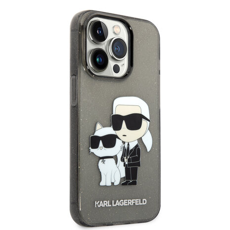 Karl Lagerfeld Karl Lagerfeld iPhone 15 Pro Back cover case - IML Glitter NFT Karl & Choupette Hard Case - Black