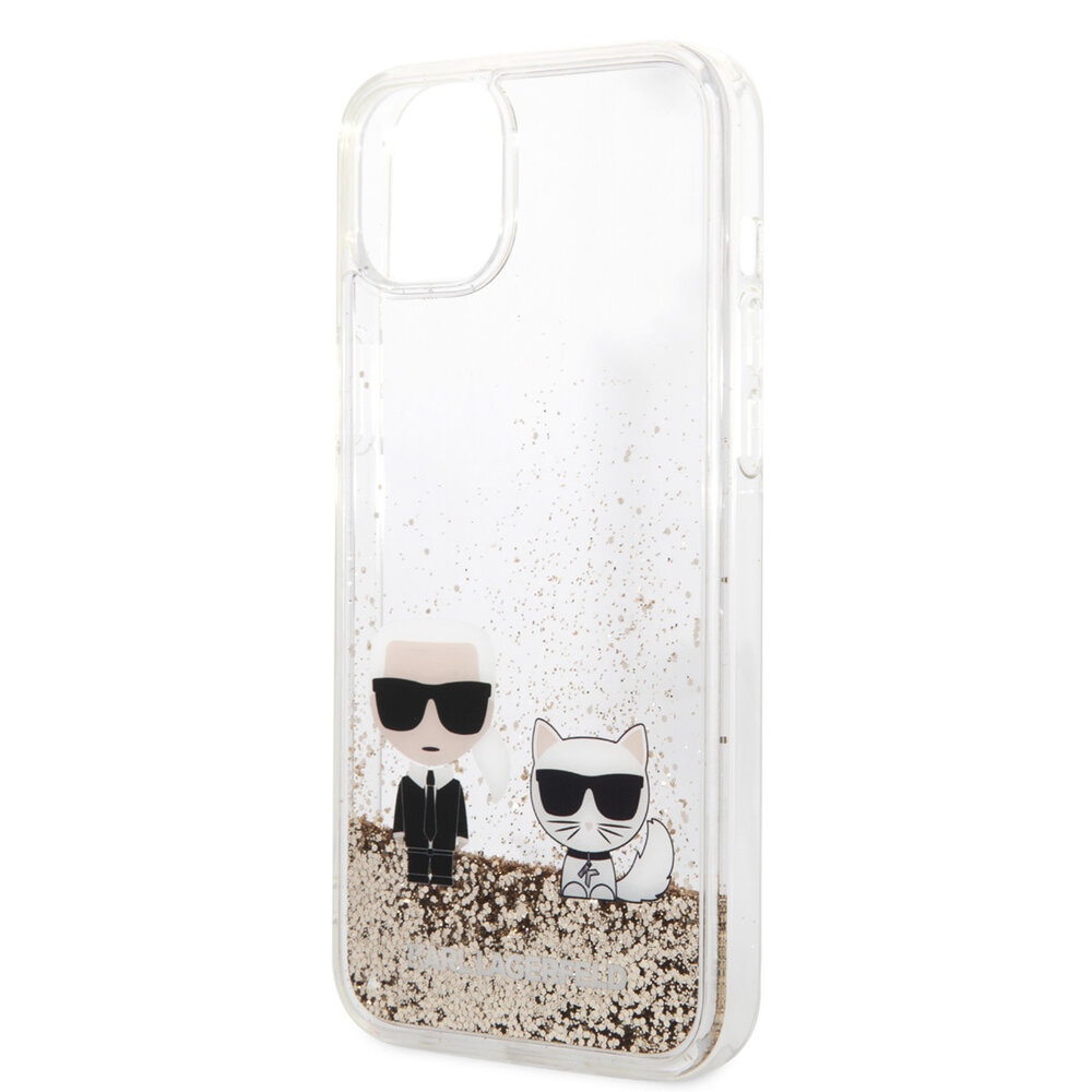 Karl Lagerfeld Karl Lagerfeld iPhone 14 Plus Backcover hoesje - Liquid Glitter Karl and Choupette Case - Transparant Karl Lagerfeld Karl Lagerfeld iPhone 14 Plus Backcover hoesje - Liquid Glitter Karl and Choupette Case - Transparant