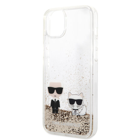 Karl Lagerfeld Karl Lagerfeld iPhone 14 Plus Backcover hoesje - Liquid Glitter Karl and Choupette Case - Transparant Karl Lagerfeld Karl Lagerfeld iPhone 14 Plus Backcover hoesje - Liquid Glitter Karl and Choupette Case - Transparant