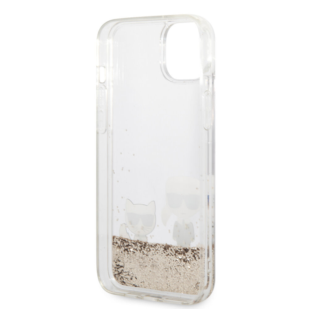 Karl Lagerfeld Karl Lagerfeld iPhone 14 Plus Backcover hoesje - Liquid Glitter Karl and Choupette Case - Transparant Karl Lagerfeld Karl Lagerfeld iPhone 14 Plus Backcover hoesje - Liquid Glitter Karl and Choupette Case - Transparant