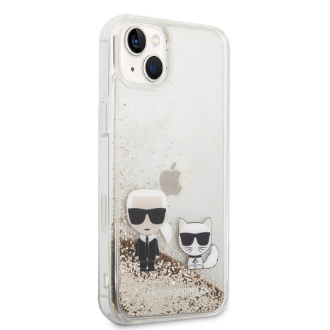 Karl Lagerfeld Karl Lagerfeld iPhone 14 Plus Backcover hoesje - Liquid Glitter Karl and Choupette Case - Transparant Karl Lagerfeld Karl Lagerfeld iPhone 14 Plus Backcover hoesje - Liquid Glitter Karl and Choupette Case - Transparant