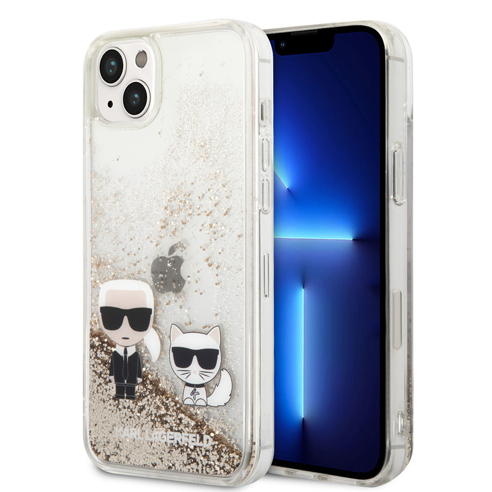 Karl Lagerfeld Karl Lagerfeld iPhone 14 Plus Backcover hoesje - Liquid Glitter Karl and Choupette Case - Transparant Karl Lagerfeld Karl Lagerfeld iPhone 14 Plus Backcover hoesje - Liquid Glitter Karl and Choupette Case - Transparant