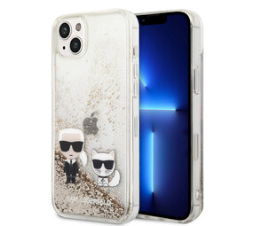 Karl Lagerfeld Karl Lagerfeld iPhone 14 Plus Backcover hoesje - Liquid Glitter Karl and Choupette Case - Transparant Karl Lagerfeld Karl Lagerfeld iPhone 14 Plus Backcover hoesje - Liquid Glitter Karl and Choupette Case - Transparant