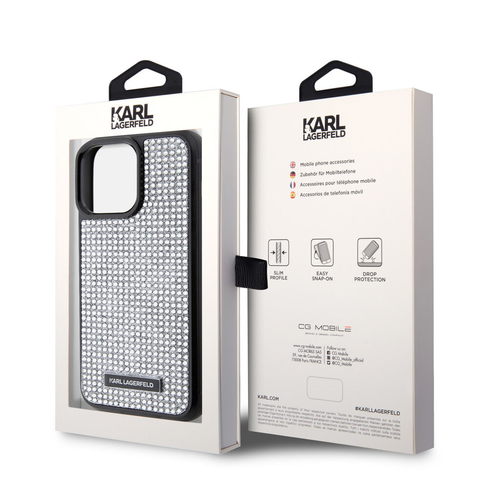 Karl Lagerfeld Karl Lagerfeld iPhone 15 Pro Max Backcover hoesje - Rhinestone with Logo Metal Plate Case - Zwart Karl Lagerfeld Karl Lagerfeld iPhone 15 Pro Max Backcover hoesje - Rhinestone with Logo Metal Plate Case - Zwart