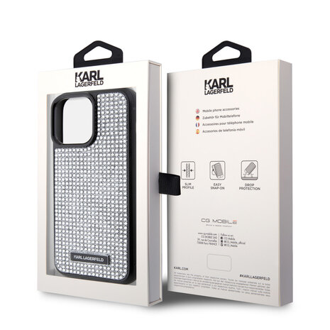 Karl Lagerfeld Karl Lagerfeld iPhone 15 Pro Max Backcover hoesje - Rhinestone with Logo Metal Plate Case - Zwart Karl Lagerfeld Karl Lagerfeld iPhone 15 Pro Max Backcover hoesje - Rhinestone with Logo Metal Plate Case - Zwart