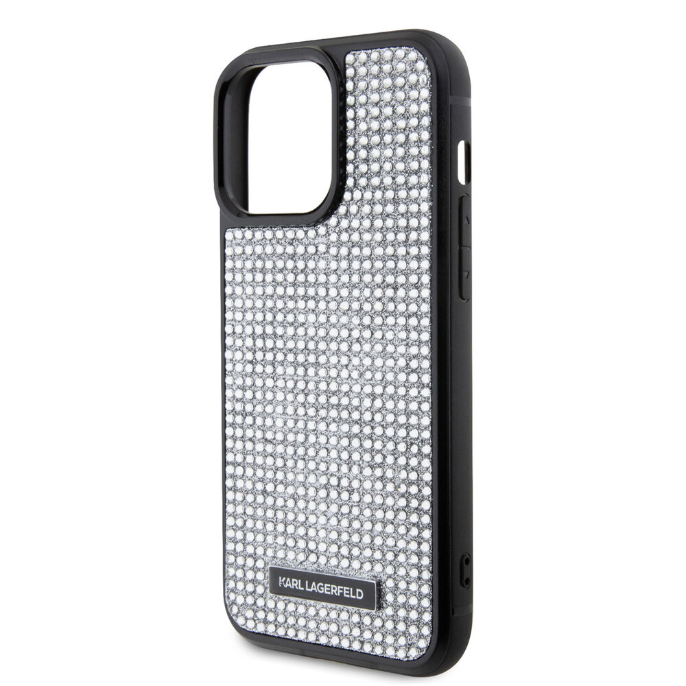 Karl Lagerfeld Karl Lagerfeld iPhone 15 Pro Max Backcover hoesje - Rhinestone with Logo Metal Plate Case - Zwart Karl Lagerfeld Karl Lagerfeld iPhone 15 Pro Max Backcover hoesje - Rhinestone with Logo Metal Plate Case - Zwart