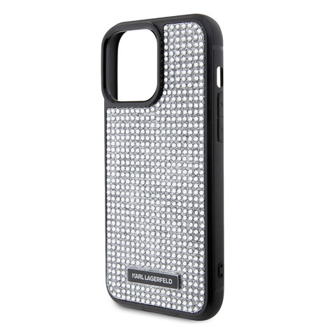 Karl Lagerfeld Karl Lagerfeld iPhone 15 Pro Max Backcover hoesje - Rhinestone with Logo Metal Plate Case - Zwart Karl Lagerfeld Karl Lagerfeld iPhone 15 Pro Max Backcover hoesje - Rhinestone with Logo Metal Plate Case - Zwart