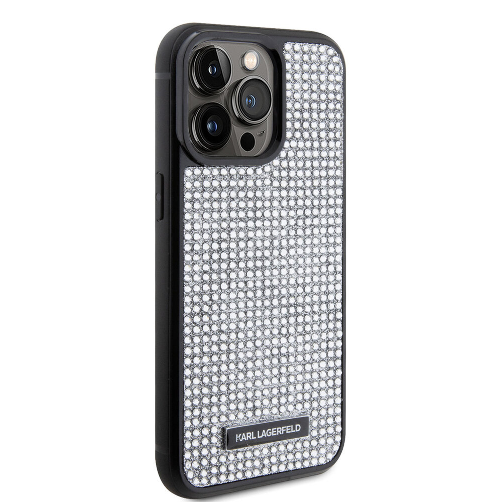 Karl Lagerfeld Karl Lagerfeld iPhone 15 Pro Max Backcover hoesje - Rhinestone with Logo Metal Plate Case - Zwart Karl Lagerfeld Karl Lagerfeld iPhone 15 Pro Max Backcover hoesje - Rhinestone with Logo Metal Plate Case - Zwart