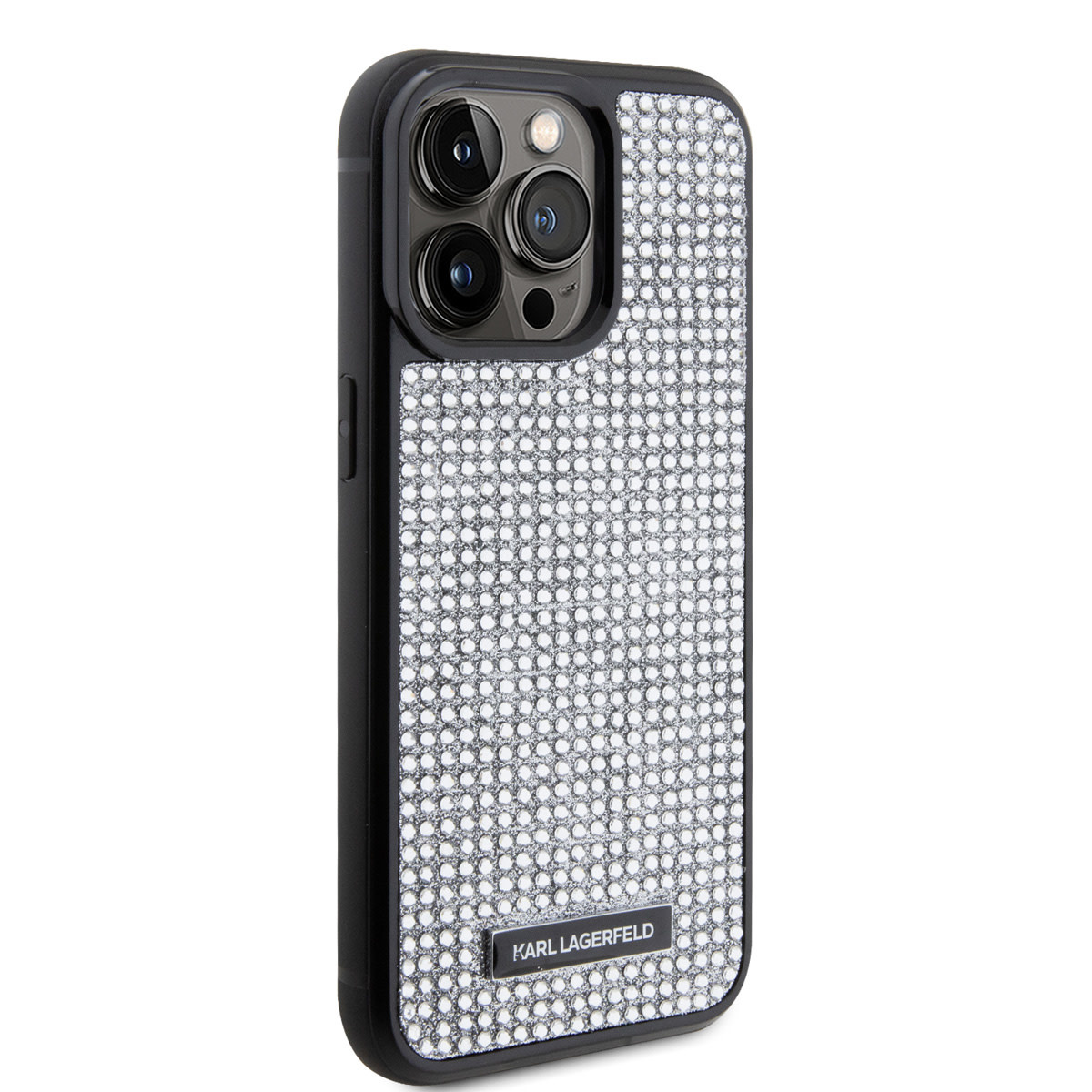 Karl Lagerfeld Karl Lagerfeld iPhone 15 Pro Max Backcover hoesje - Rhinestone with Logo Metal Plate Case - Zwart, foto 4 van 6