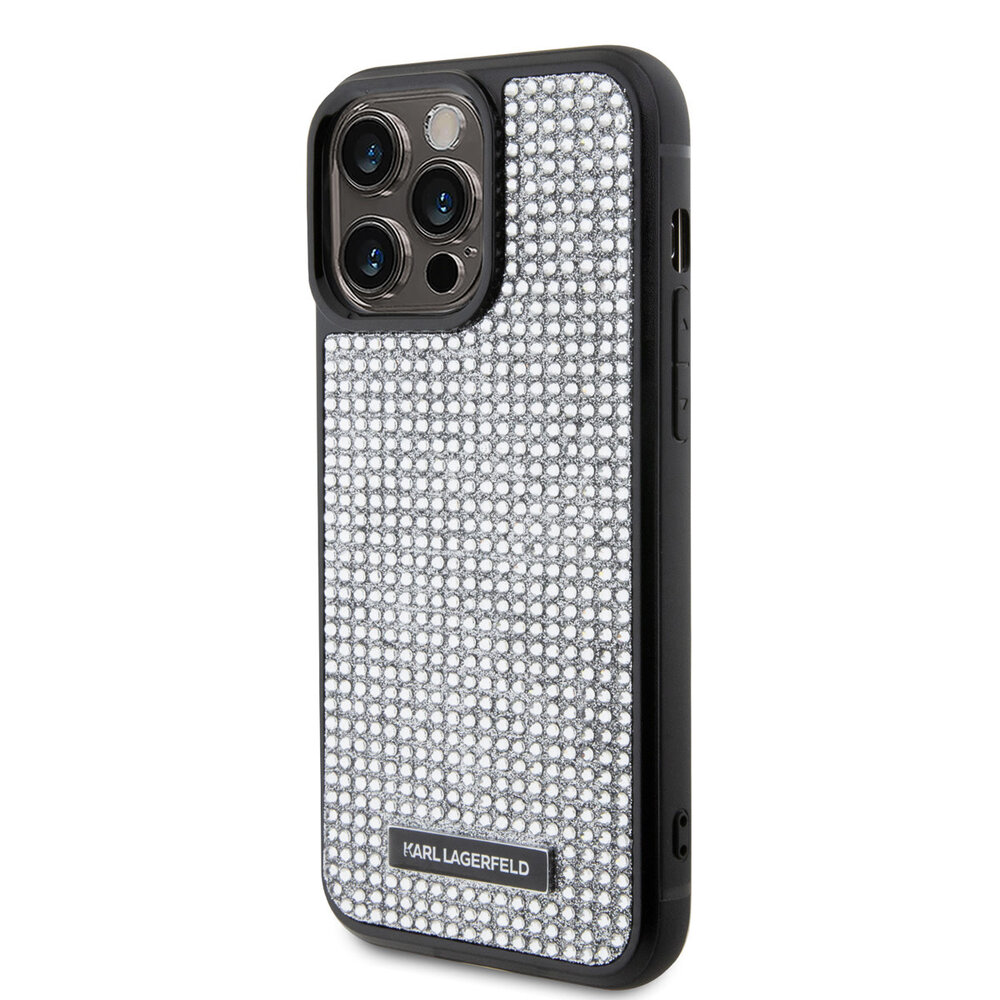 Karl Lagerfeld Karl Lagerfeld iPhone 15 Pro Max Backcover hoesje - Rhinestone with Logo Metal Plate Case - Zwart Karl Lagerfeld Karl Lagerfeld iPhone 15 Pro Max Backcover hoesje - Rhinestone with Logo Metal Plate Case - Zwart