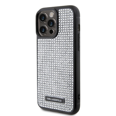 Karl Lagerfeld Karl Lagerfeld iPhone 15 Pro Max Backcover hoesje - Rhinestone with Logo Metal Plate Case - Zwart Karl Lagerfeld Karl Lagerfeld iPhone 15 Pro Max Backcover hoesje - Rhinestone with Logo Metal Plate Case - Zwart