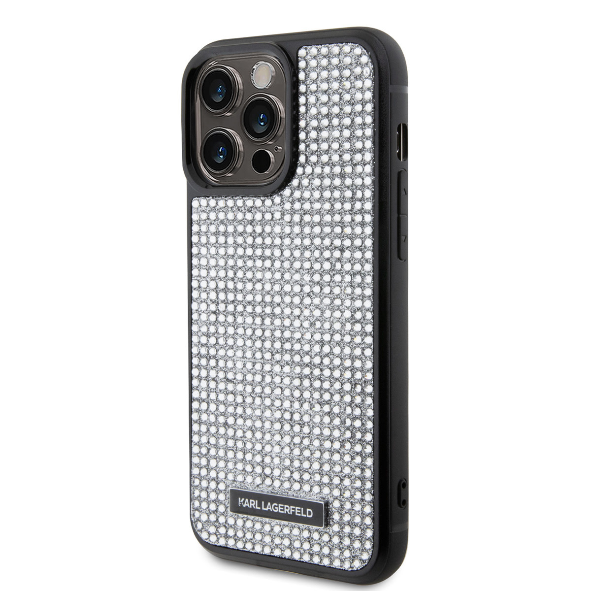 Karl Lagerfeld Karl Lagerfeld iPhone 15 Pro Max Backcover hoesje - Rhinestone with Logo Metal Plate Case - Zwart, foto 2 van 6