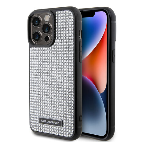 Karl Lagerfeld Karl Lagerfeld iPhone 15 Pro Max Backcover hoesje - Rhinestone with Logo Metal Plate Case - Zwart Karl Lagerfeld Karl Lagerfeld iPhone 15 Pro Max Backcover hoesje - Rhinestone with Logo Metal Plate Case - Zwart