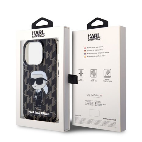 Karl Lagerfeld Karl Lagerfeld iPhone 15 Pro Max Backcover hoesje - Hardcase Monogram Ikonik - Zwart Karl Lagerfeld Karl Lagerfeld iPhone 15 Pro Max Backcover hoesje - Hardcase Monogram Ikonik - Zwart