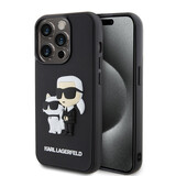 Karl Lagerfeld Karl Lagerfeld iPhone 15 Pro Back cover case - Rubber Karl and Choupette Case - Black