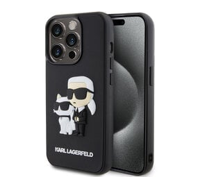 Karl Lagerfeld Karl Lagerfeld iPhone 15 Pro Back cover case - Rubber Karl and Choupette Case - Black Karl Lagerfeld Karl Lagerfeld iPhone 15 Pro Back cover case - Rubber Karl and Choupette Case - Black