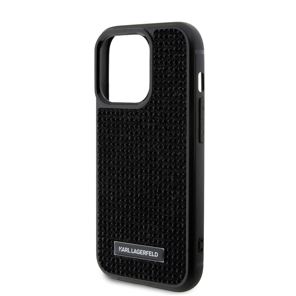 Karl Lagerfeld Karl Lagerfeld iPhone 15 Pro Backcover hoesje - Hardcase Rhinestone Logo Metal Plate - Zwart Karl Lagerfeld Karl Lagerfeld iPhone 15 Pro Backcover hoesje - Hardcase Rhinestone Logo Metal Plate - Zwart