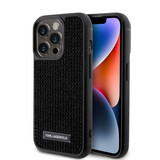 Karl Lagerfeld Karl Lagerfeld iPhone 15 Pro Back cover case - Hardcase Rhinestone Logo Metal Plate - Black