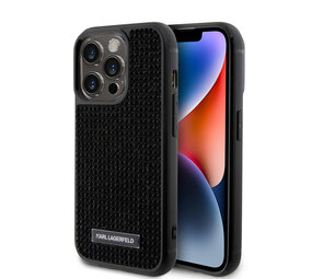 Karl Lagerfeld Karl Lagerfeld iPhone 15 Pro Back cover case - Hardcase Rhinestone Logo Metal Plate - Black Karl Lagerfeld Karl Lagerfeld iPhone 15 Pro Back cover case - Hardcase Rhinestone Logo Metal Plate - Black